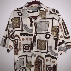 Brown/White Mench Platinum Button Down Large